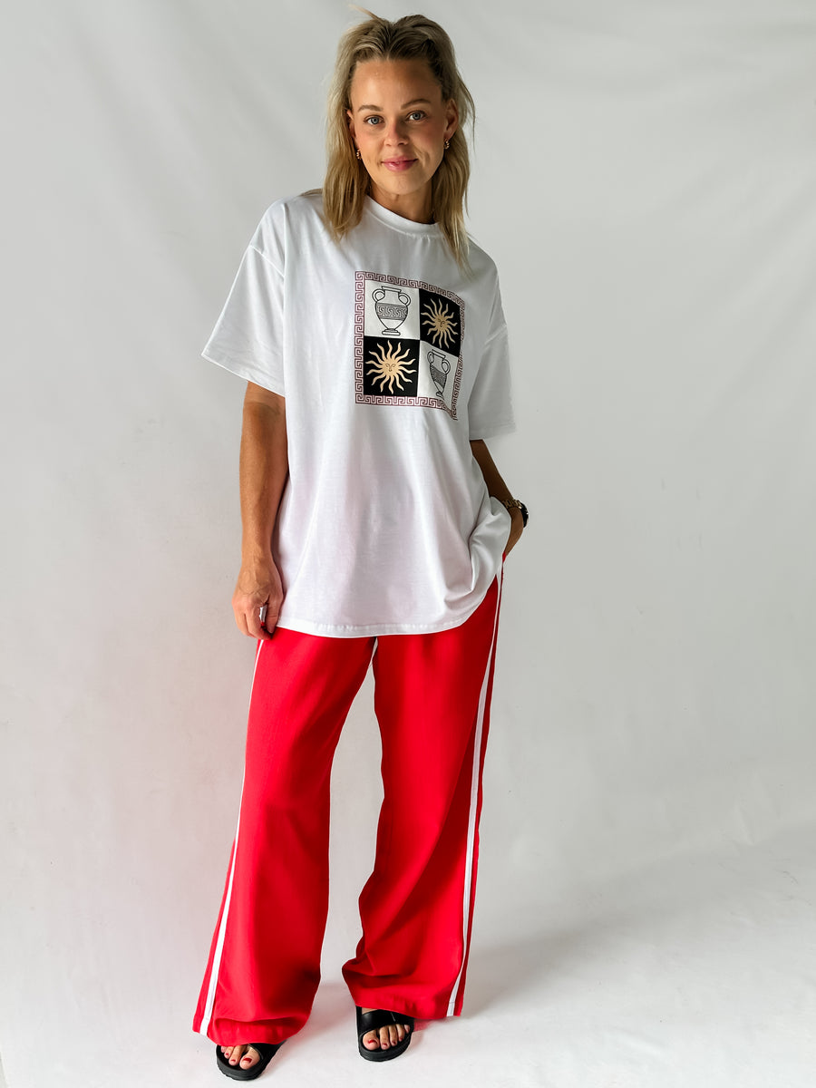 BLOCK RUNNER PANTS - RED