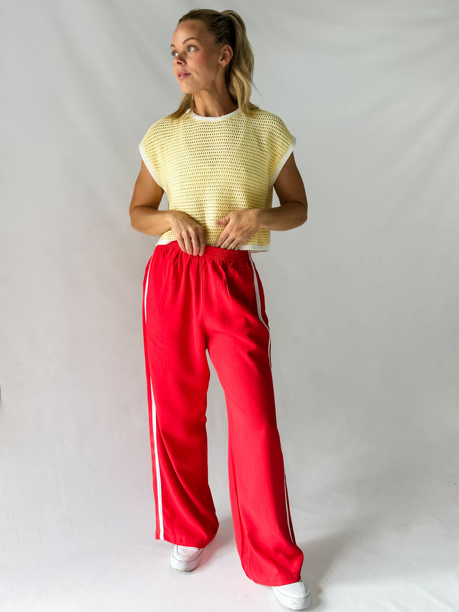 BLOCK RUNNER PANTS - RED