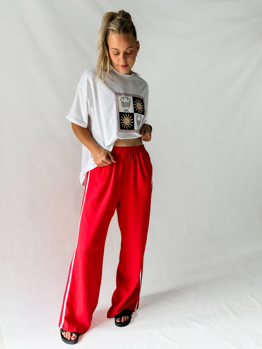 BLOCK RUNNER PANTS - RED