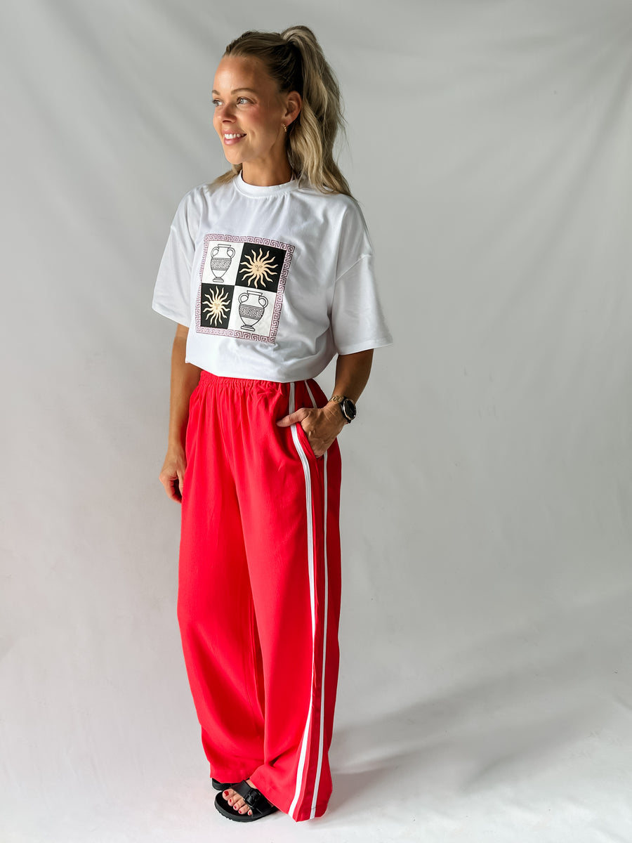 BLOCK RUNNER PANTS - RED