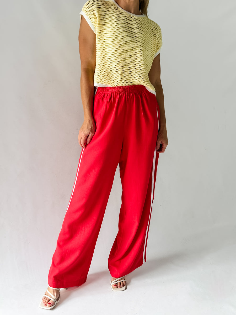 BLOCK RUNNER PANTS - RED